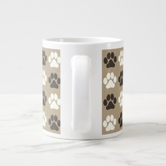 Paw Print Pattern Earthy Sand Jumbo-Tasse (Rückseite)