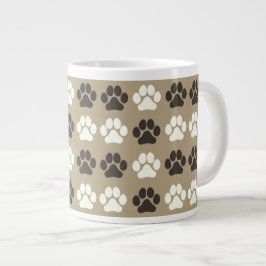 Paw Print Pattern Earthy Sand Jumbo-Tasse