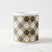 Paw Print Pattern Earthy Sand Jumbo-Tasse (Vorderseite)