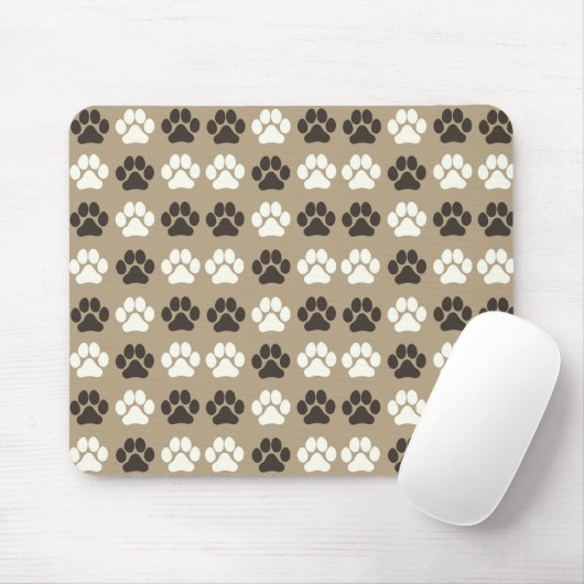 Paw Print Pattern Earthy Sand Mousepad (Mit Mouse)