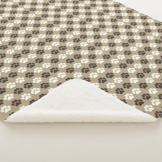 Paw Print Pattern Earthy Sand Sherpadecke (3/4)