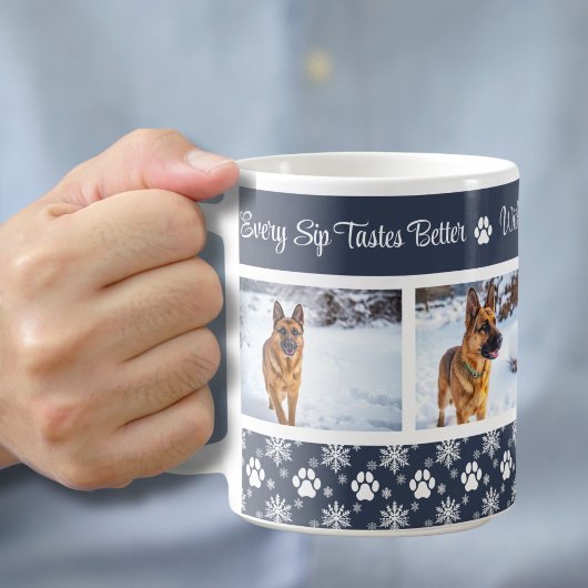 Paw Print Pattern Navy Blue 4 Dog Foto Kaffeetasse
