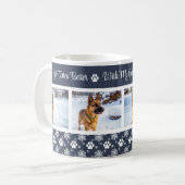 Paw Print Pattern Navy Blue 4 Dog Foto Kaffeetasse (Vorderseite Links)
