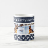 Paw Print Pattern Navy Blue 4 Dog Foto Kaffeetasse (Mittel)