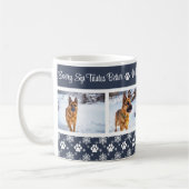 Paw Print Pattern Navy Blue 4 Dog Foto Kaffeetasse (Links)
