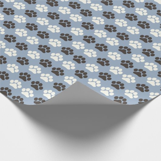 Paw Print Pattern Silver Blue Geschenkpapier (Ecke)