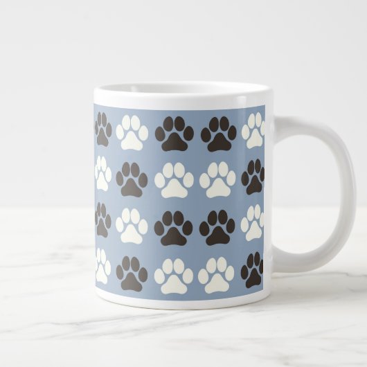 Paw Print Pattern Silver Blue  Jumbo-Tasse (Rechts)