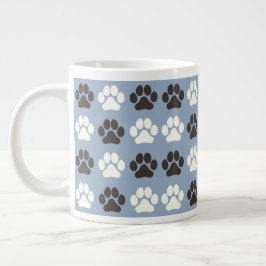 Paw Print Pattern Silver Blue  Jumbo-Tasse