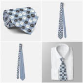 Paw Print Pattern Silver Blue Krawatte