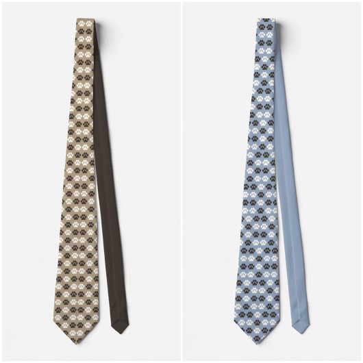 Paw Print Pattern Silver Blue Krawatte