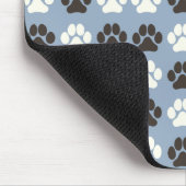 Paw Print Pattern Silver Blue Mousepad (Ecke)