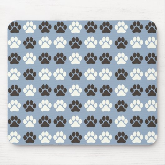 Paw Print Pattern Silver Blue Mousepad (Vorne)
