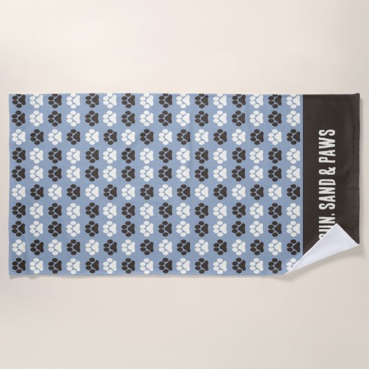 Paw Print Pattern Silver Blue Strandtuch (Vorderseite)