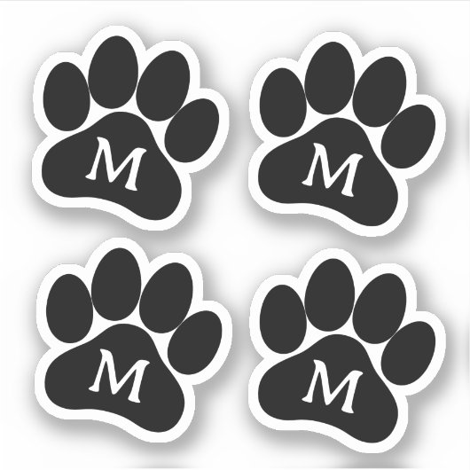 Paw Print Personalisiert, anfänglich schwarzer Vin Aufkleber (Vorderseite)