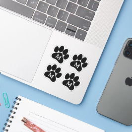 Paw Print Personalisiert, anfänglich schwarzer Vin Aufkleber