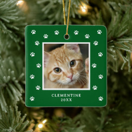 Paw Print Pet Photo Christmas Ornament