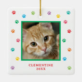 Paw Print Pet Photo Christmas Ornament (Rückseite)