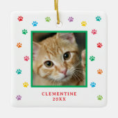Paw Print Pet Photo Christmas Ornament (Vorderseite)
