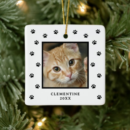 Paw Print Pet Photo Christmas Ornament (Baum)