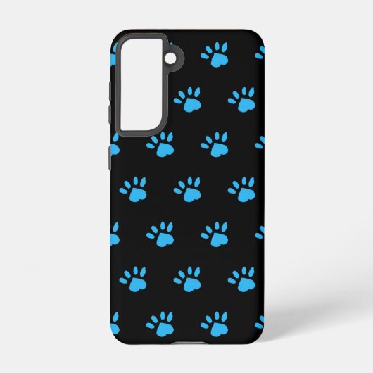 Paw Print Phone Case (Schwarz & Blau) Samsung Galaxy Hülle (Rückseite)