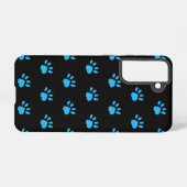 Paw Print Phone Case (Schwarz & Blau) Samsung Galaxy Hülle (Rückseite (Horizontal))