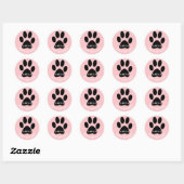 Paw Print Pink Happy Birthday Sticker with Name (Blatt)