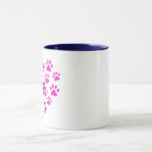 Paw Print Pink Heart White Handle Keramik Tasse 11 (Zentrum)