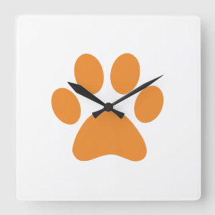 Paw Print Quadratische Wanduhr