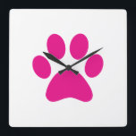 Paw Print     Quadratische Wanduhr<br><div class="desc">Pfau,  Druck,  Hund,  Katze,  Haustier,  Welpe,  Kätzchen,  Beileid,  Keepake,  Erinnerung</div>