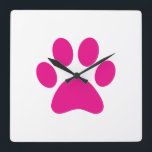 Paw Print     Quadratische Wanduhr<br><div class="desc">Pfau,  Druck,  Hund,  Katze,  Haustier,  Welpe,  Kätzchen,  Beileid,  Keepake,  Erinnerung</div>