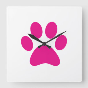 Paw Print     Quadratische Wanduhr
