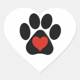Paw Print Red Heart Heart Sticker