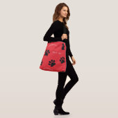 Paw Print Red Shoulter Tote Bag Tragetaschen Mit Langen Trägern (Am Model)