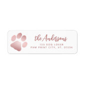 Paw Print Rose Gold Personalisierte Rücksendeadres (Vorne)