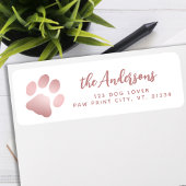 Paw Print Rose Gold Personalisierte Rücksendeadres