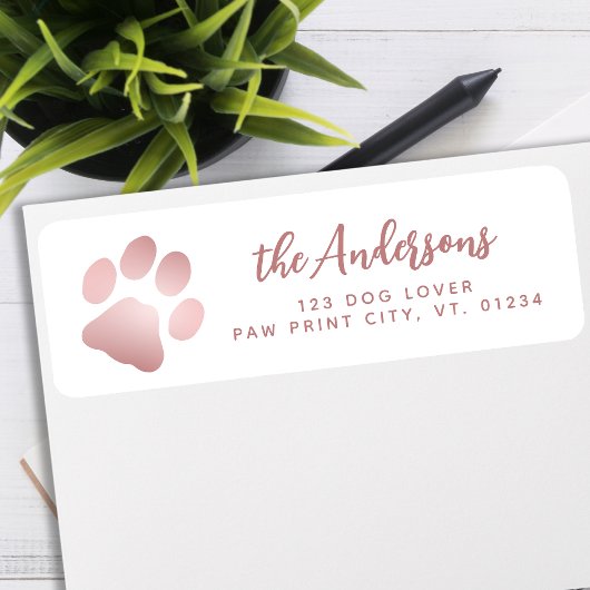 Paw Print Rose Gold Personalisierte Rücksendeadres
