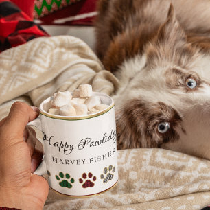 Paw Print, Rot, Grün, Schwarz, Buffalo Kariert Kaffeetasse