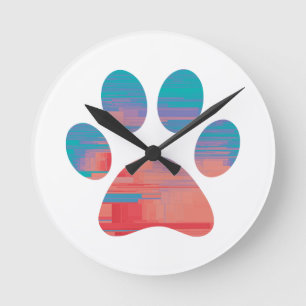 Paw Print Runde Wanduhr