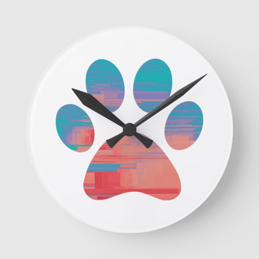Paw Print Runde Wanduhr (Vorderseite)