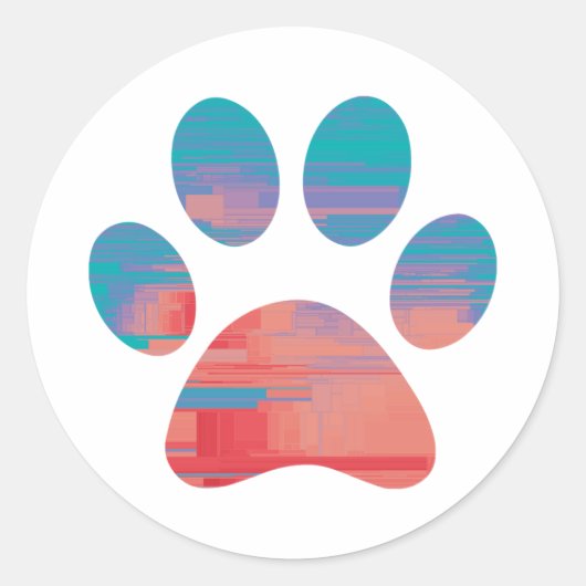 Paw Print Runder Aufkleber (Vorderseite)