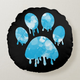 Paw Print Rundes Kissen