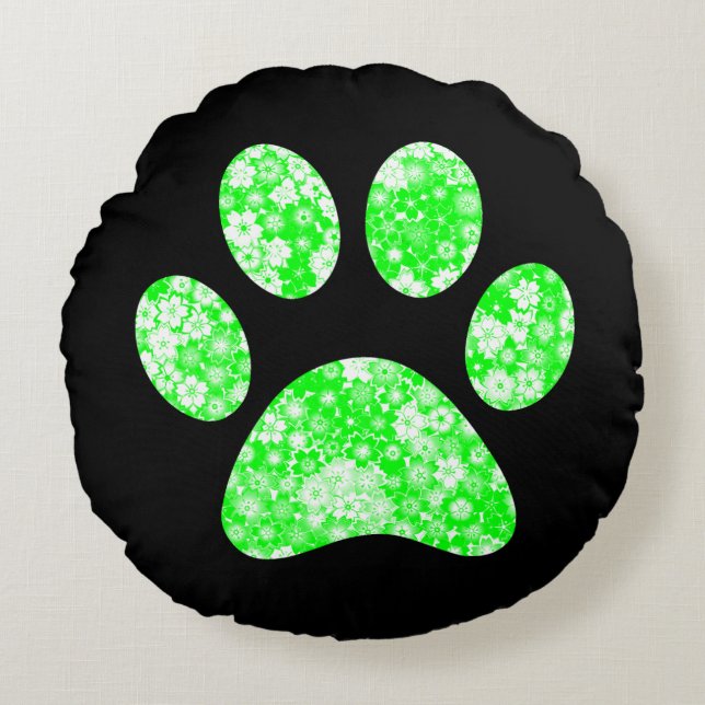 Paw Print Rundes Kissen (Vorderseite)