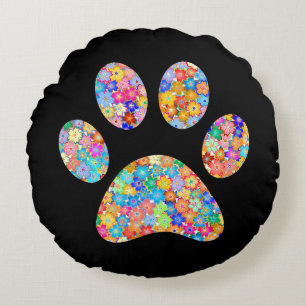 Paw Print Rundes Kissen