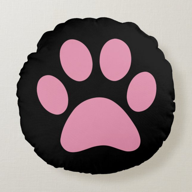 Paw Print Rundes Kissen (Vorderseite)