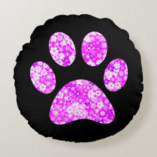Paw Print Rundes Kissen