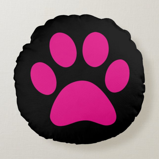 Paw Print Rundes Kissen (Vorderseite)