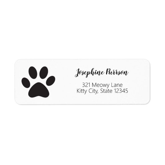 Paw Print Script Name Address Cat Dog Pet Modern (Vorne)