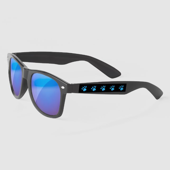Paw Print Sonnenbrille (Schwarz & Blau) (Links)
