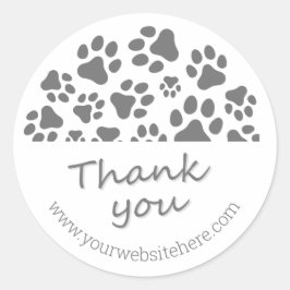 Paw Print Vielen Dank, kleine Hunde Business Stick Runder Aufkleber