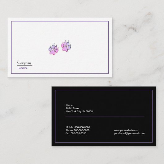 Paw Print Visitenkarte (Vorne/Hinten)